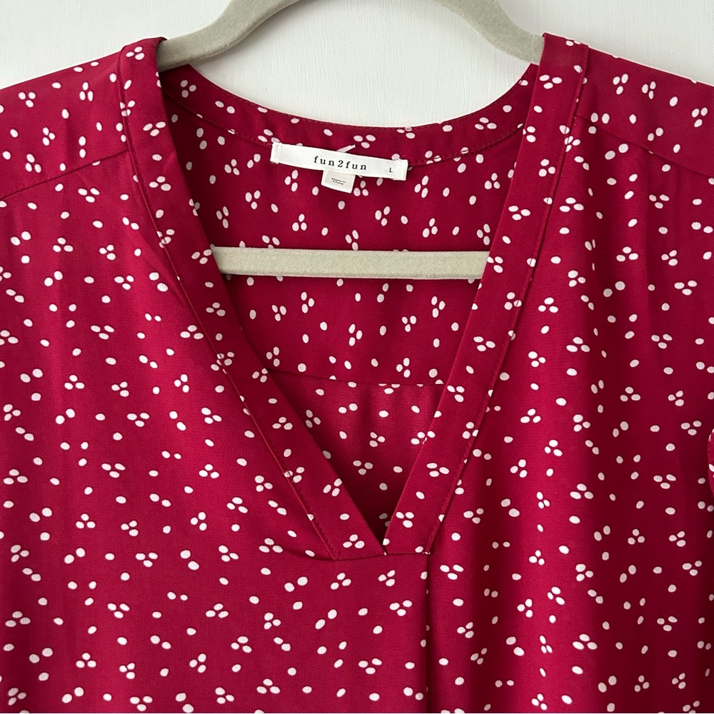 Fun 2 Fun Red Blouse with White Dots